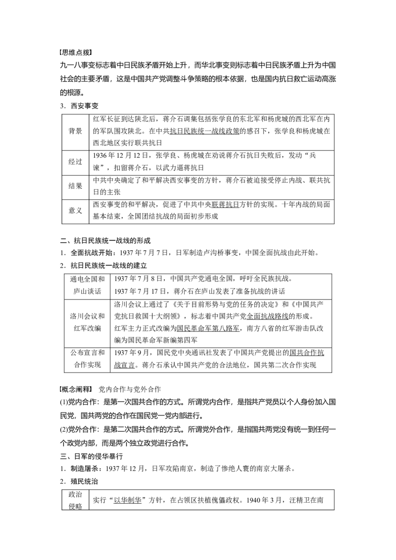 2024年高考历史一轮复习（部编版）板块2第7单元第20讲　中华民族的抗日战争_07高考历史_2024年新高考资料_1.2024一轮复习_2024年高考历史一轮复习讲义（部编版）