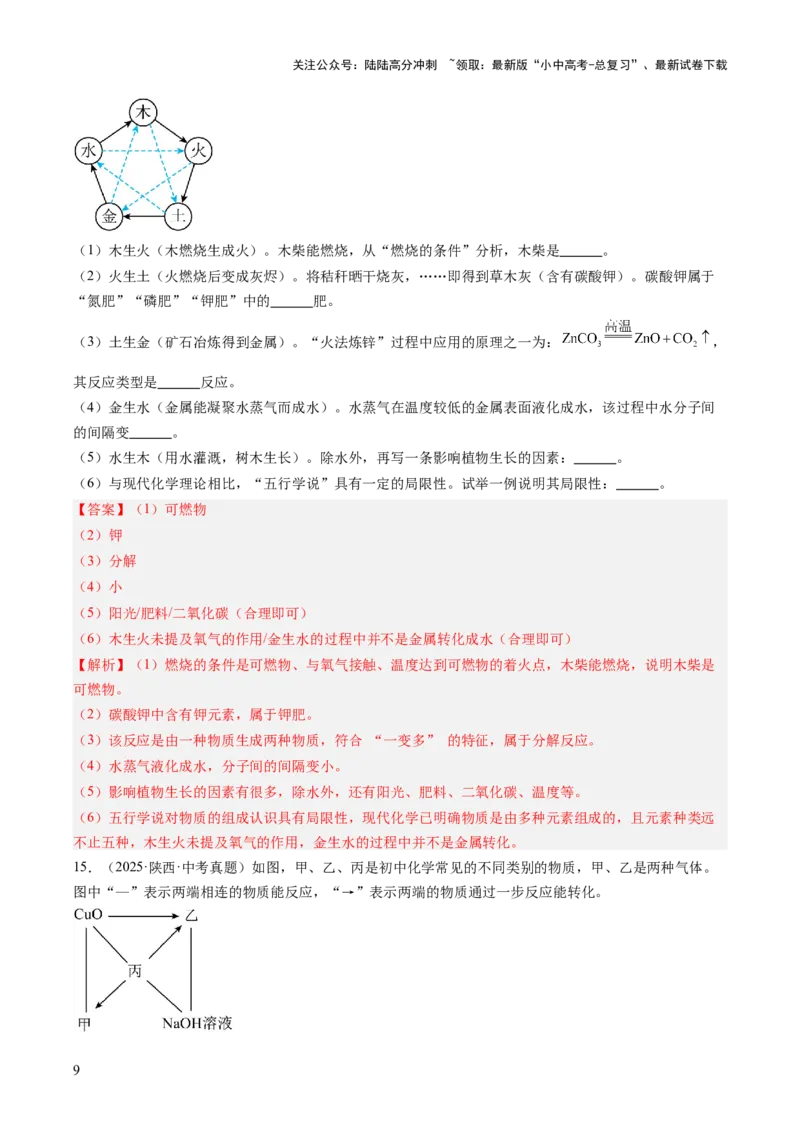 专题21物质推断题（解析版）_02中考总复习（2026版更新中）_05-化学-中考总复习_2026年中考复习（更新中）_好题汇编三年（2023-2025）中考化学真题分类汇编（全国通用）