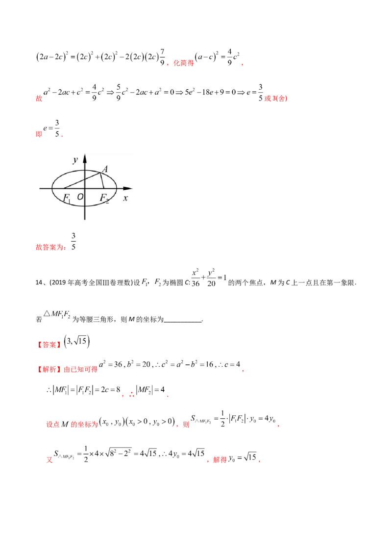2021年高考数学精选考点专项突破题集专题6.2椭圆的性质与应用（教师版含解析）_02高考数学_新高考复习资料_2023年新高考资料_一轮复习_2023新高考大一轮复习讲义+课件