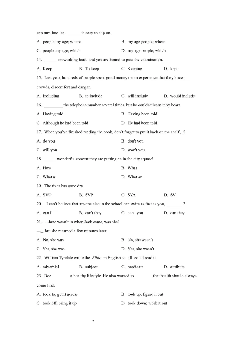 09句子成分、类型及种类(精练)-2024年高考英语一轮复习语法能力突破必备(PPT+复习卡+精练题)(通用版)_03高考英语_通用版（老高考）复习资料_2024年复习资料