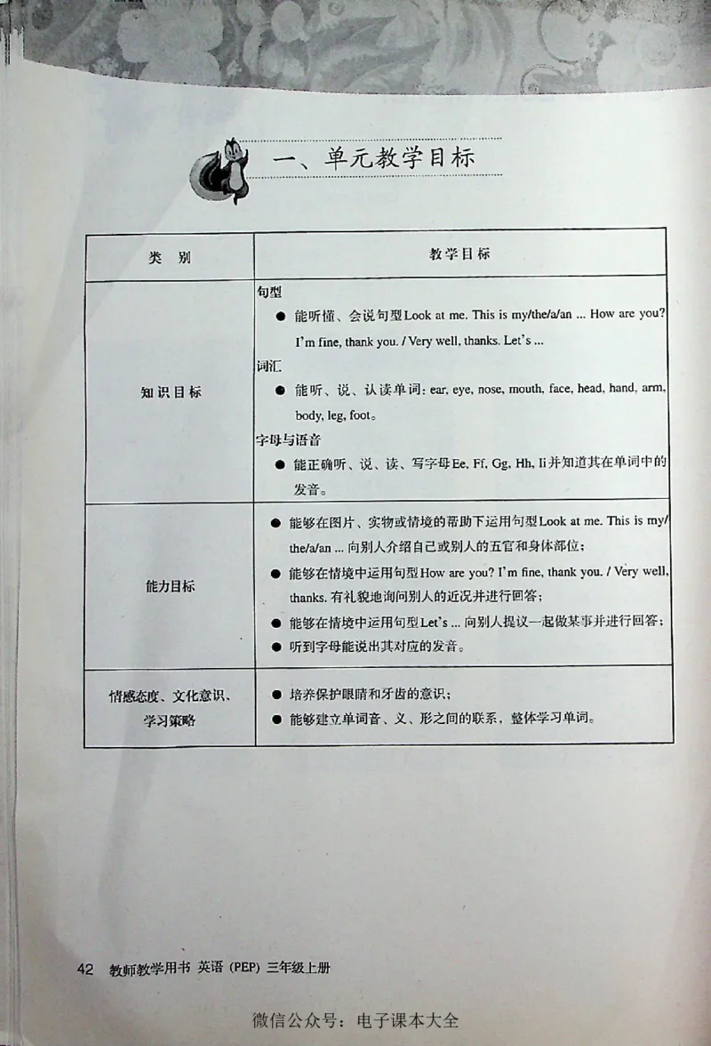 英语PEP3A教师教学用书_26春四年级上下册人教版_四上英语合集人教版PEP英语四年级上册新教材（教学视频+课件+动画+音频+练习+教案）_16教师用书_小学英语_人教版PEP