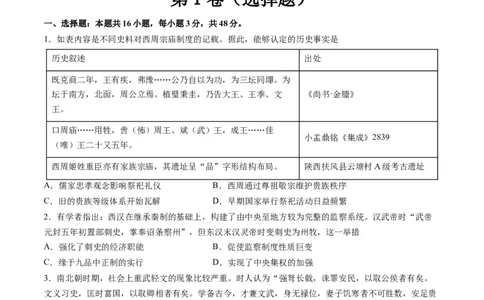 2024年一轮复习收官卷第二模拟（广东卷）（原卷版）_07高考历史_2024年新高考资料_1.2024一轮复习_2024年高考历史一轮复习讲练测（新教材新高考）