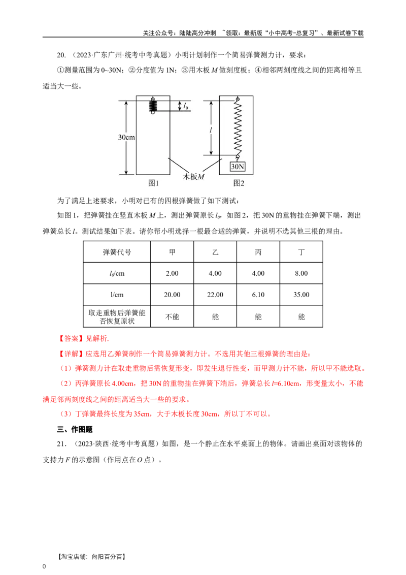 专题07力（真题训练）-物理中考一轮复习精品资料（解析版）_02中考总复习（2026版更新中）_04-物理-中考总复习_2024年中考复习资料_一轮复习_更新2024年中考物理一轮复习精品资料