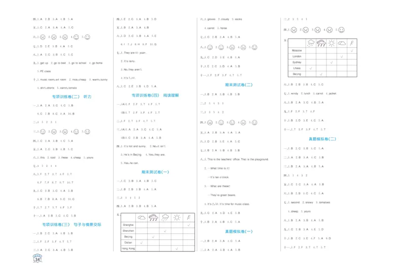 黄冈名卷四年级下册英语人教PEP版_26春四年级上下册人教版_四上英语合集人教版PEP英语四年级上册新教材（教学视频+课件+动画+音频+练习+教案）_17练习资料_《黄冈名卷》
