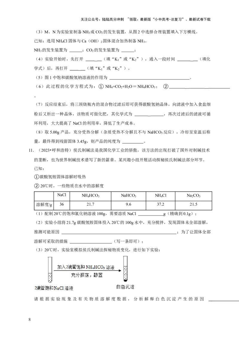 专题12盐和化肥（原卷版）_02中考总复习（2026版更新中）_05-化学-中考总复习_2024年中考复习资料_专项复习资料_2024年中考化学复习考点一遍过（全国通用）