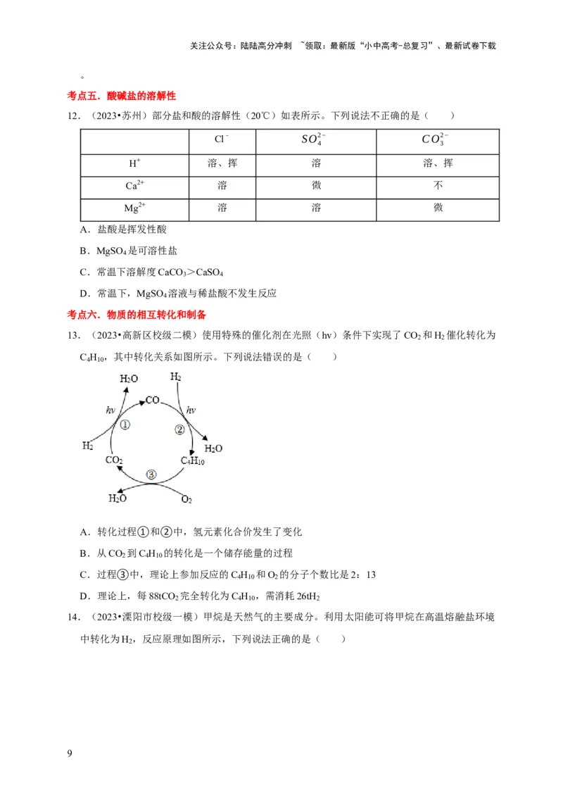 专题12盐和化肥（原卷版）_02中考总复习（2026版更新中）_05-化学-中考总复习_2024年中考复习资料_专项复习资料_2024年中考化学复习考点一遍过（全国通用）