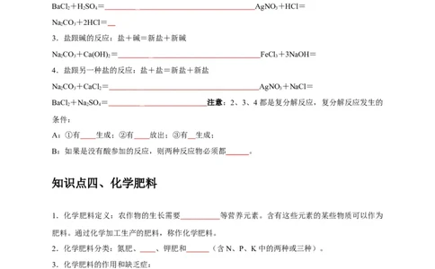 专题12盐和化肥（原卷版）_02中考总复习（2026版更新中）_05-化学-中考总复习_2024年中考复习资料_专项复习资料_2024年中考化学复习考点一遍过（全国通用）