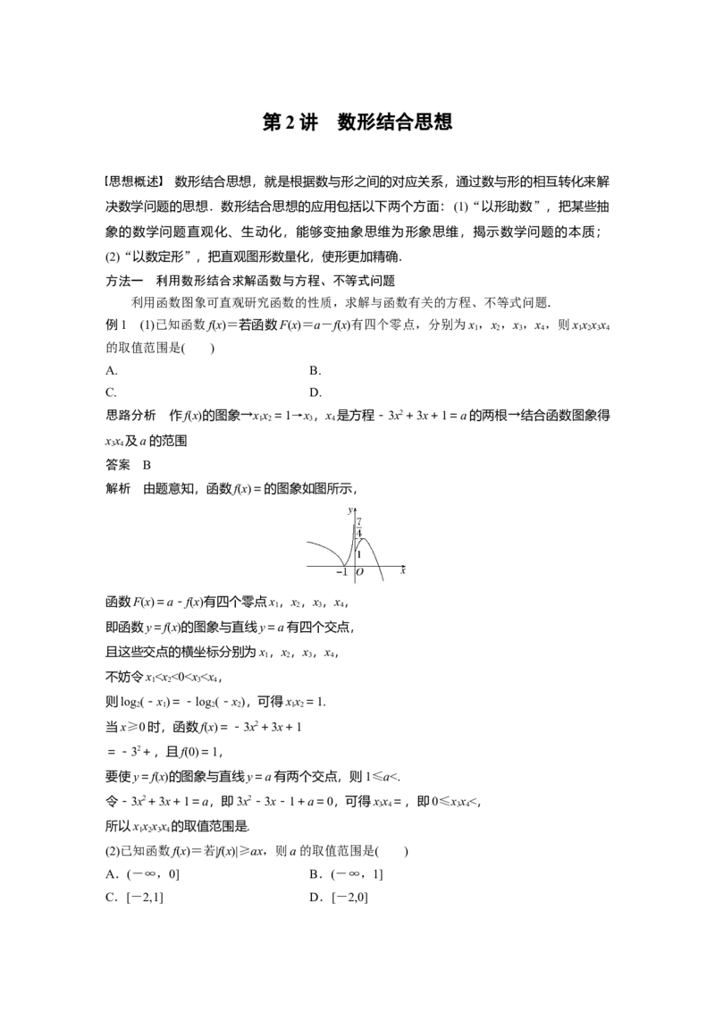 2023年高考数学二轮复习（全国版文）第3部分思想方法　第2讲　数形结合思想_02高考数学_通用版（老高考）复习资料_2023年复习资料_二轮复习_2023年高考数学二轮复习讲义（全国版文科）