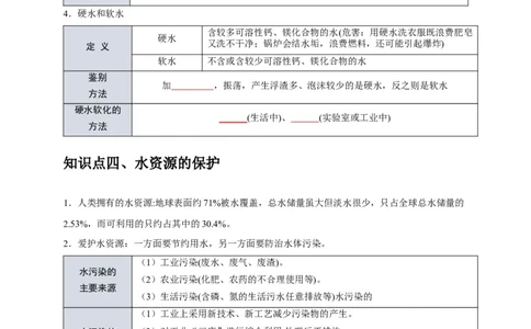 专题07自然界的水（原卷版）_02中考总复习（2026版更新中）_05-化学-中考总复习_2024年中考复习资料_专项复习资料_2024年中考化学复习考点一遍过（全国通用）