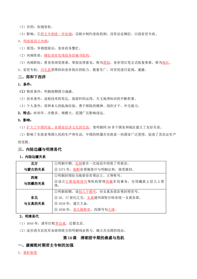 04+明清中国版图的奠定与面临的挑战+-背记手册高中历史全册最新核心知识必背清单（中外历史纲要上、下册）_07高考历史_2024年新高考资料_1.2024一轮复习