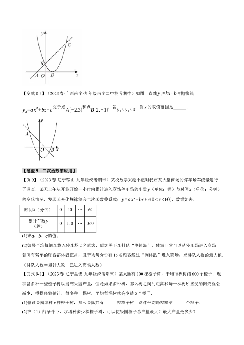 专题22.11二次函数章末九大题型总结（培优篇）（人教版）（学生版）_初中数学_九年级数学上册（人教版）_母题专项-U66_2024版