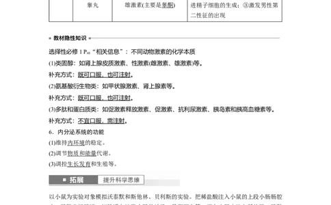 2024年高考生物一轮复习（新人教版）第8单元　第5课时　激素与内分泌系统、激素调节的过程_09高考生物_2024年新高考资料_1.2024一轮复习_2024年高考生物一轮复习讲义（新人教版）