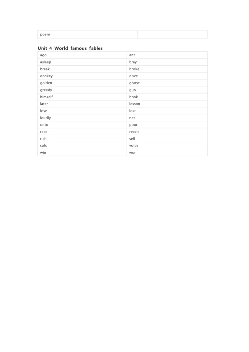 清大版英语六年级上册单词默写表_26春四年级上下册人教版_四上英语合集人教版PEP英语四年级上册新教材（教学视频+课件+动画+音频+练习+教案）_17练习资料_《小学英语单词默写表》