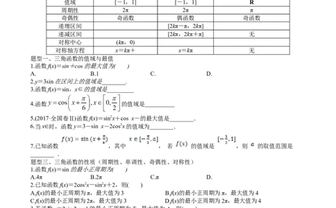 2023届高三数学专题三角函数与解三角形讲义四、三角函数的图像及性质_02高考数学_新高考复习资料_2023年新高考资料_专项复习_2023届高三数学专题三角函数与解三角形讲义