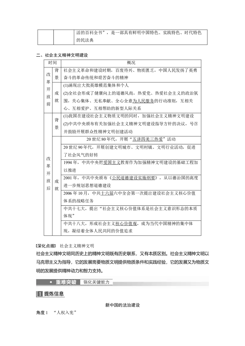 2023年高考历史一轮复习（部编版新高考）第11讲课题33　当代中国的法治建设和精神文明建设_07高考历史_新高考复习资料_2023年新高考复习资料_2023新高考大一轮复习讲义