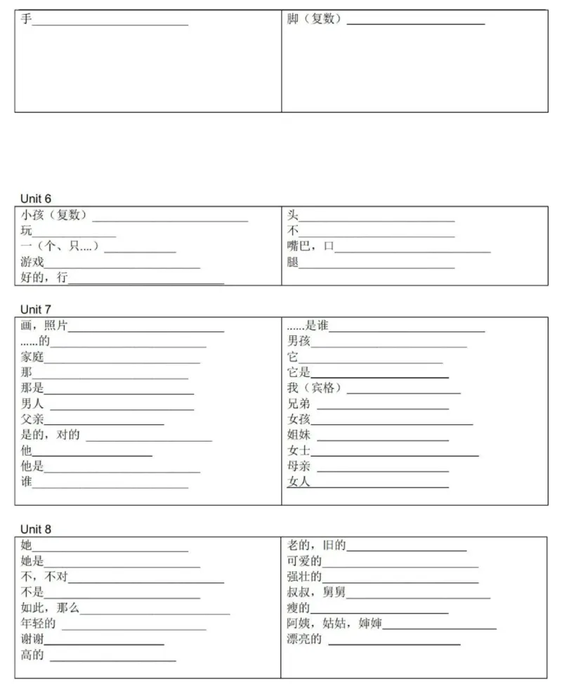教科版三上单词默写表_26春四年级上下册人教版_四上英语合集人教版PEP英语四年级上册新教材（教学视频+课件+动画+音频+练习+教案）_17练习资料_小学英语（预习复习资料大礼包）