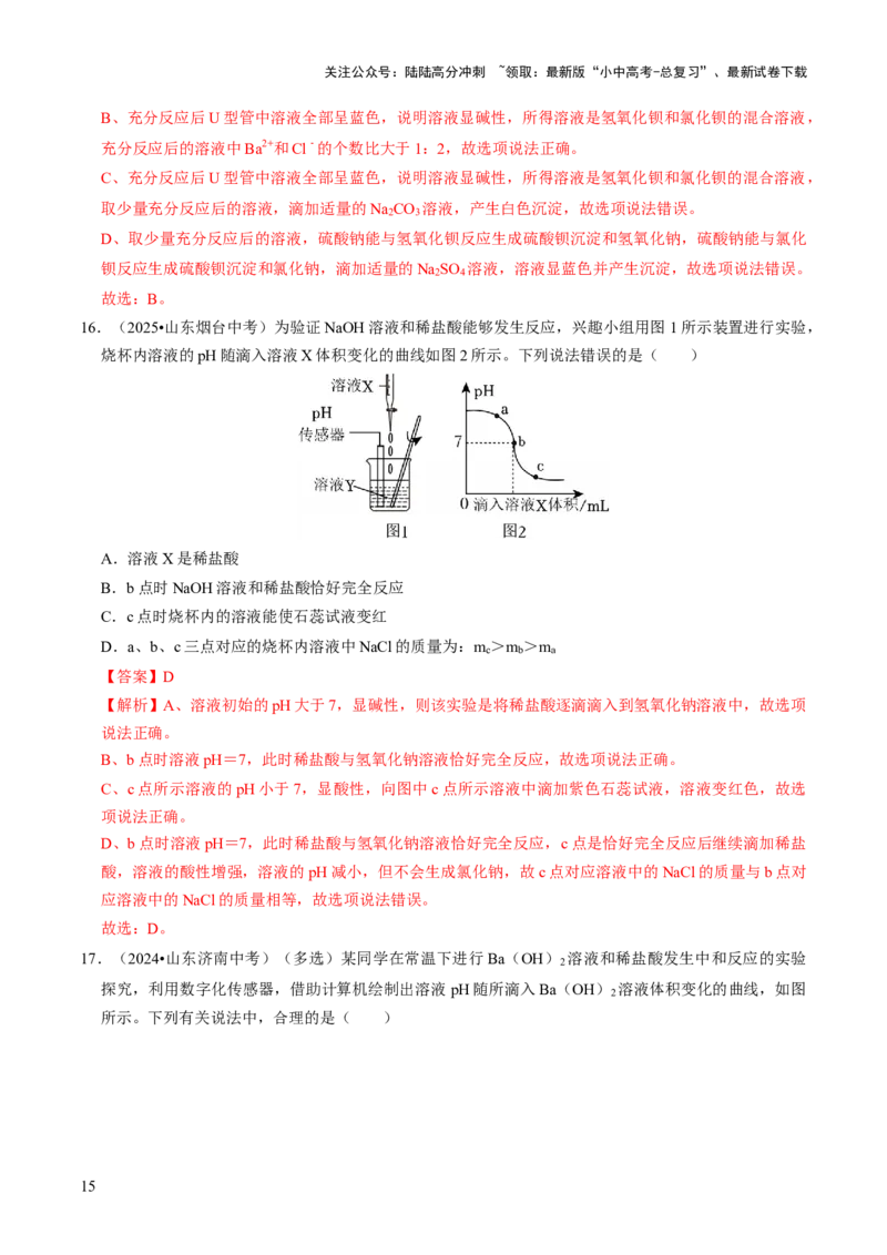 专题06常见的酸和碱（解析版）_02中考总复习（2026版更新中）_05-化学-中考总复习_2026年中考复习（更新中）_备战2026年中考化学真题题源解密