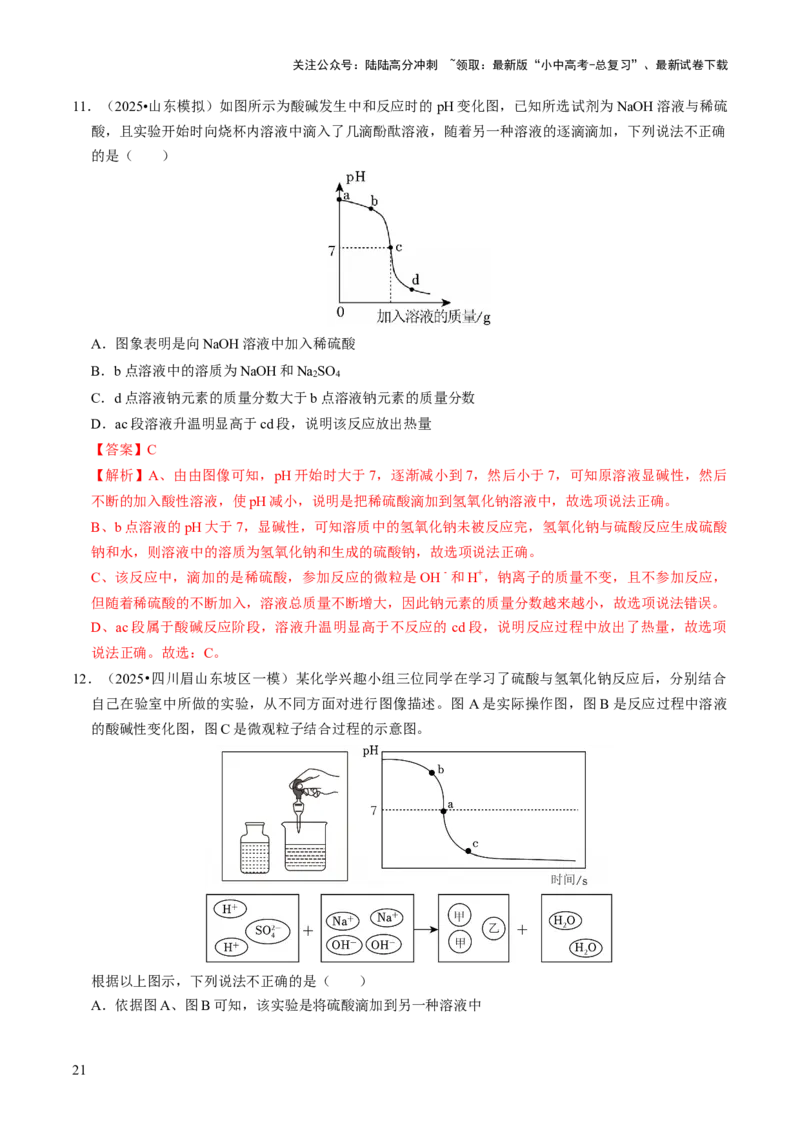 专题06常见的酸和碱（解析版）_02中考总复习（2026版更新中）_05-化学-中考总复习_2026年中考复习（更新中）_备战2026年中考化学真题题源解密