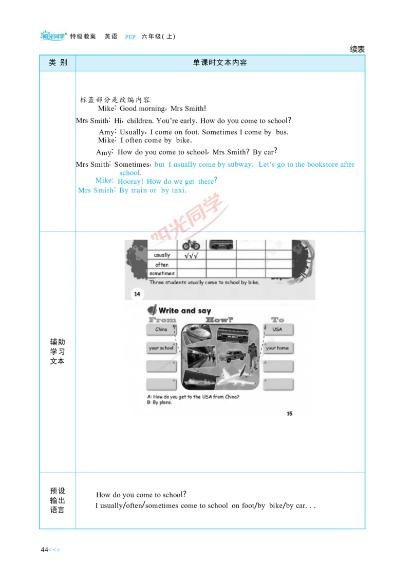教案正文6上_Unit2_26春四年级上下册人教版_四上英语合集人教版PEP英语四年级上册新教材（教学视频+课件+动画+音频+练习+教案）_19同步教案课件_人教pep3_3-6上册