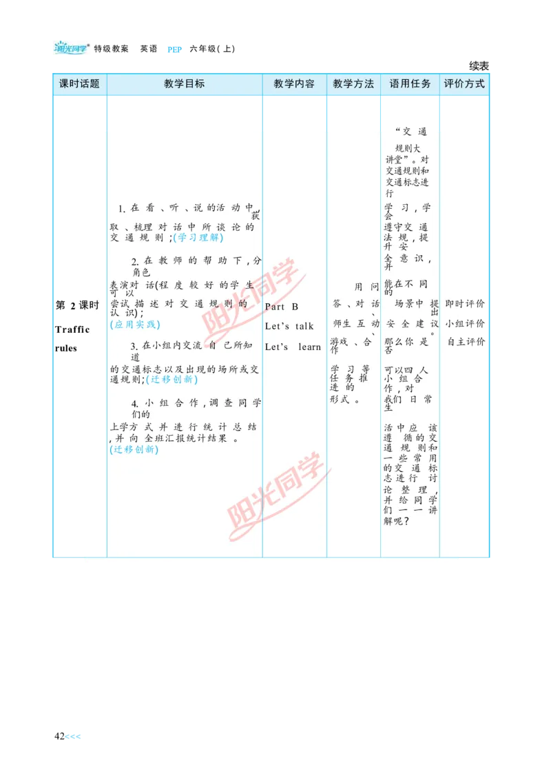 教案正文6上_Unit2_26春四年级上下册人教版_四上英语合集人教版PEP英语四年级上册新教材（教学视频+课件+动画+音频+练习+教案）_19同步教案课件_人教pep3_3-6上册