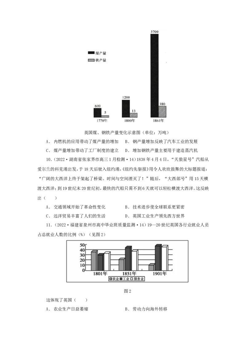 10工业革命与工厂制度(原卷版）_07高考历史_新高考复习资料_2022年新高考复习资料_备考2022高考历史二轮微专题试卷