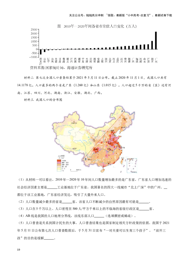 专题16中国的人口和民族-备战2024年中考地理识图速记手册与变式演练（全国通用）（解析版）_02中考总复习（2026版更新中）_09-地理-中考总复习_2024年中考复习资料_专项复习资料