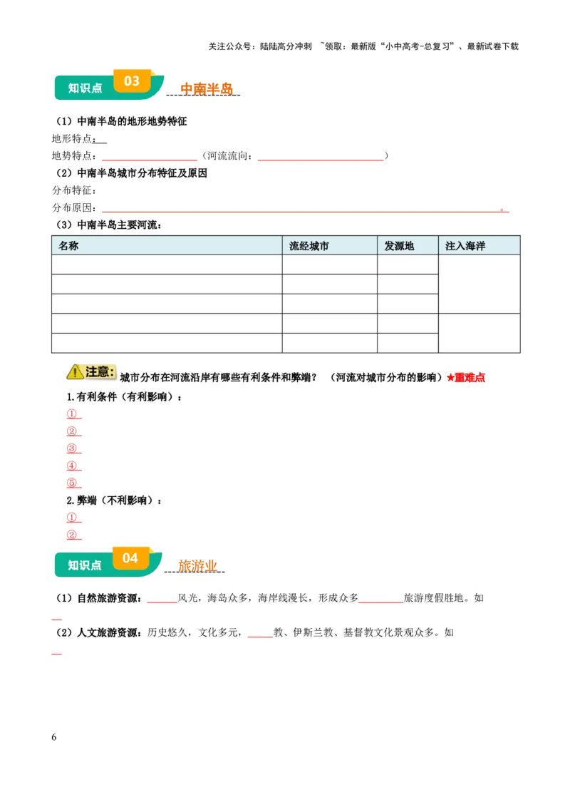 专题06认识地区-2025年中考地理知识点梳理（挖空版）_02中考总复习（2026版更新中）_09-地理-中考总复习_2025中考地理复习资料_2025年中考地理知识点_挖空版+背诵版
