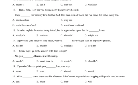 05情态动词与语气的用法专练(原卷版)-2022年高考英语一轮复习小题多维练(新高考专用版)_03高考英语_新高考复习资料_2022年新高考资料_2022年新高考英语一轮复习