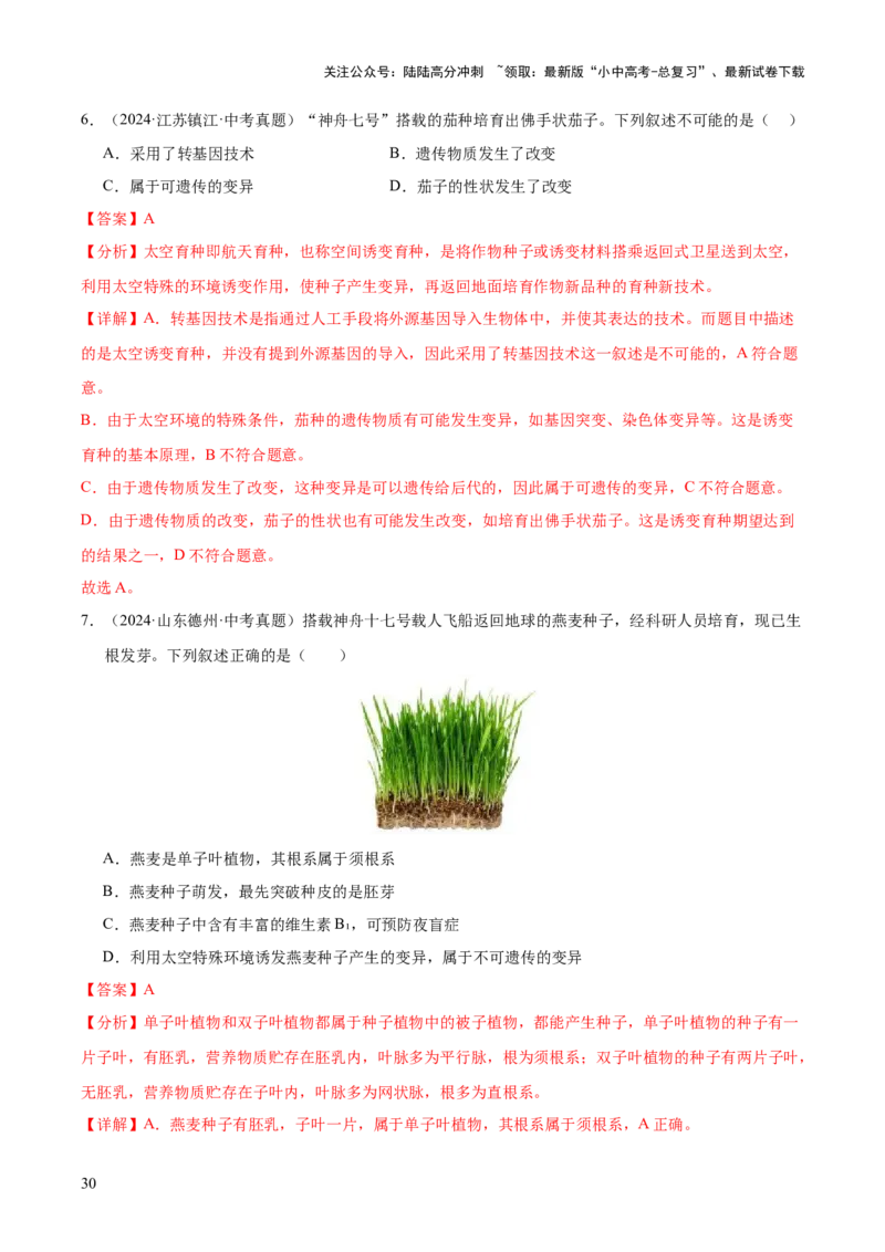 专题12生物的遗传和变异（全国通用）（解析版）_02中考总复习（2026版更新中）_08-生物-中考总复习_2026年中考复习（更新中）
