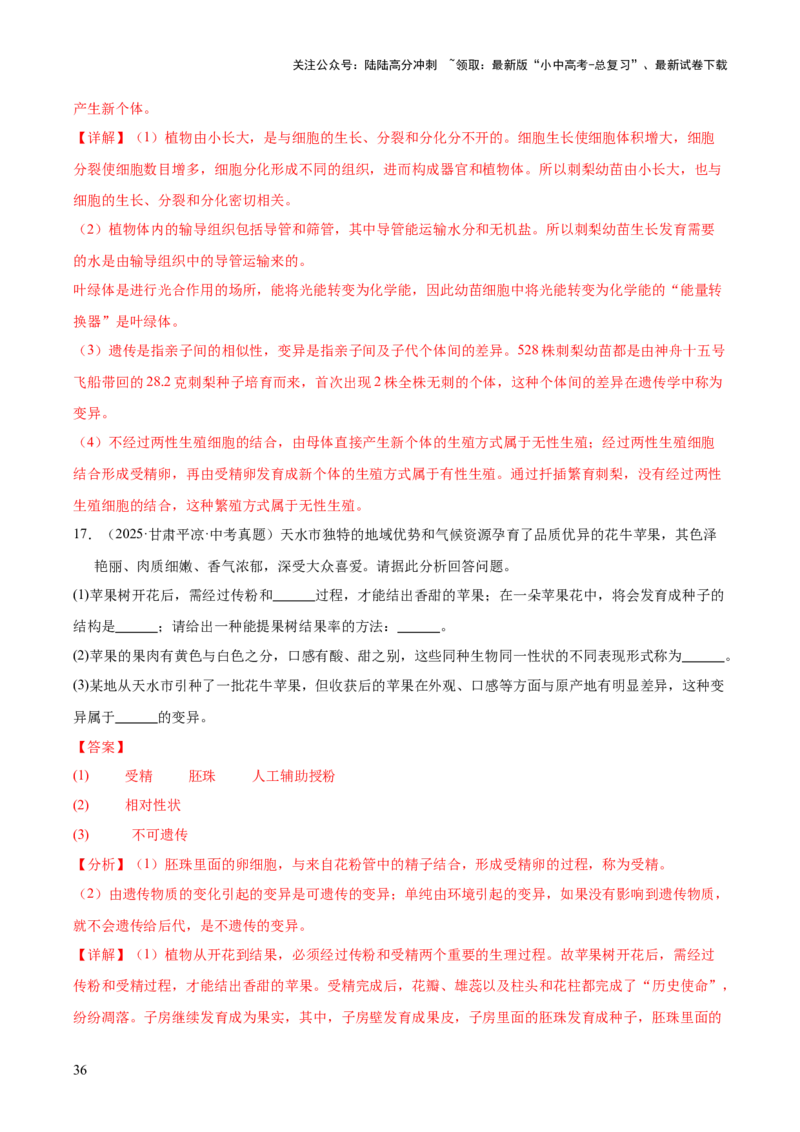 专题12生物的遗传和变异（全国通用）（解析版）_02中考总复习（2026版更新中）_08-生物-中考总复习_2026年中考复习（更新中）