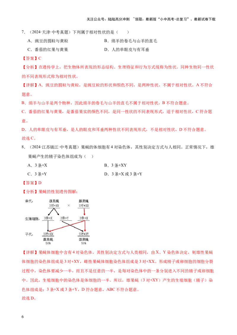 专题12生物的遗传和变异（全国通用）（解析版）_02中考总复习（2026版更新中）_08-生物-中考总复习_2026年中考复习（更新中）