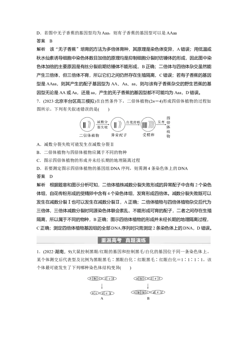2024年高考生物一轮复习（新人教版）第7单元　第2课时　染色体变异_09高考生物_2024年新高考资料_1.2024一轮复习_2024年高考生物一轮复习讲义（新人教版）
