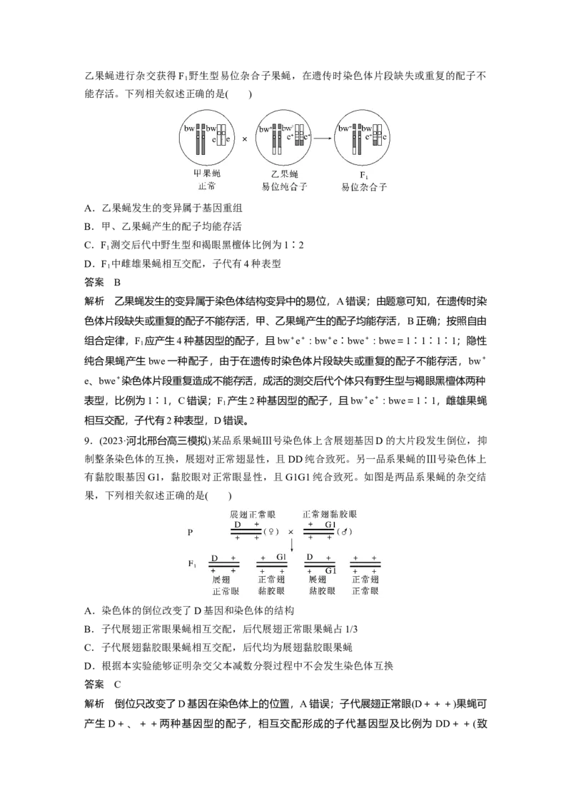 2024年高考生物一轮复习（新人教版）第7单元　第2课时　染色体变异_09高考生物_2024年新高考资料_1.2024一轮复习_2024年高考生物一轮复习讲义（新人教版）