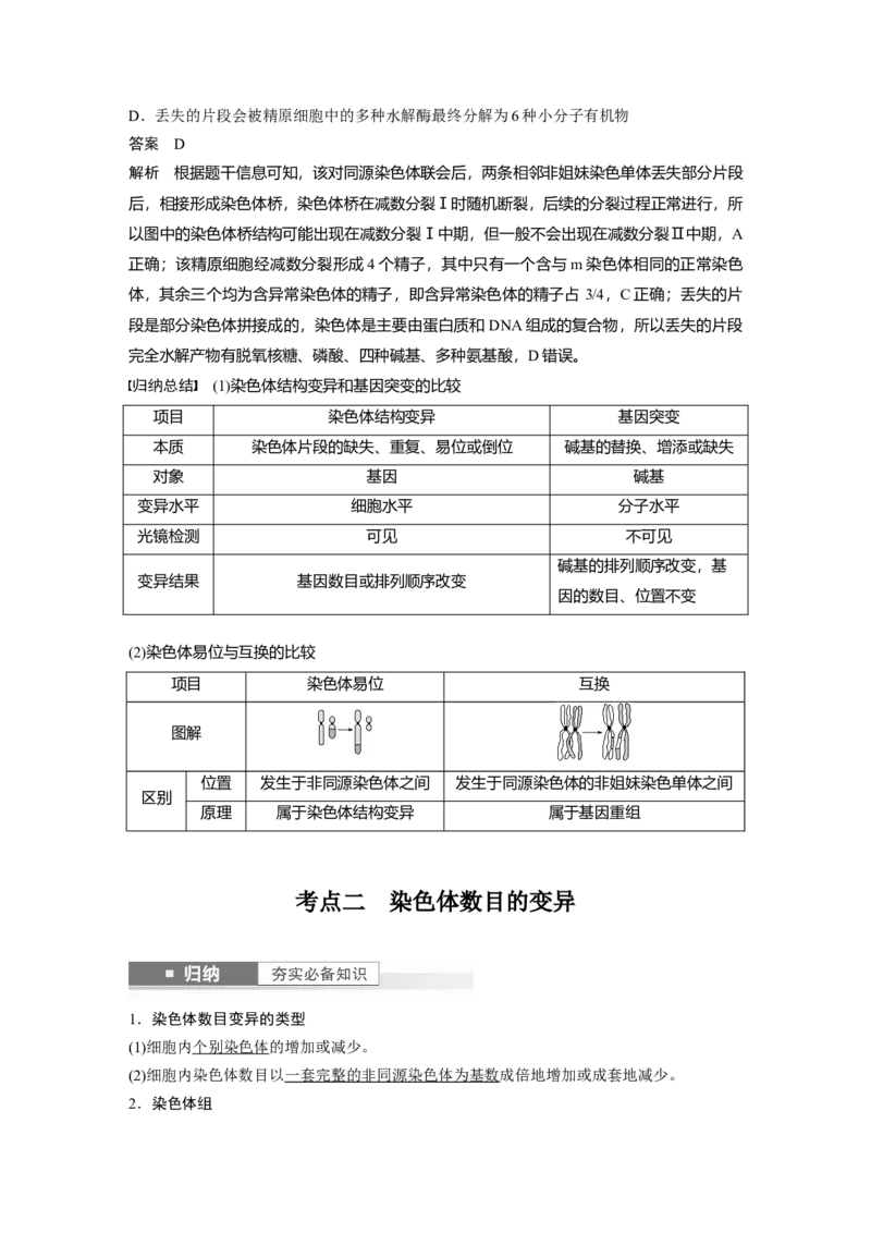 2024年高考生物一轮复习（新人教版）第7单元　第2课时　染色体变异_09高考生物_2024年新高考资料_1.2024一轮复习_2024年高考生物一轮复习讲义（新人教版）