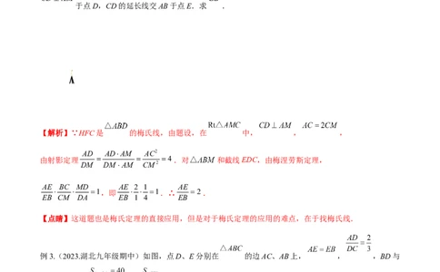 专题21相似模型之梅涅劳斯（定理）模型与塞瓦（定理）模型（解析版）_02中考总复习（2026版更新中）_02-数学-中考总复习_2024年中考复习资料_专项复习资料_答案解析版