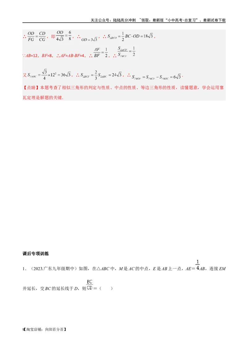 专题21相似模型之梅涅劳斯（定理）模型与塞瓦（定理）模型（解析版）_02中考总复习（2026版更新中）_02-数学-中考总复习_2024年中考复习资料_专项复习资料_答案解析版