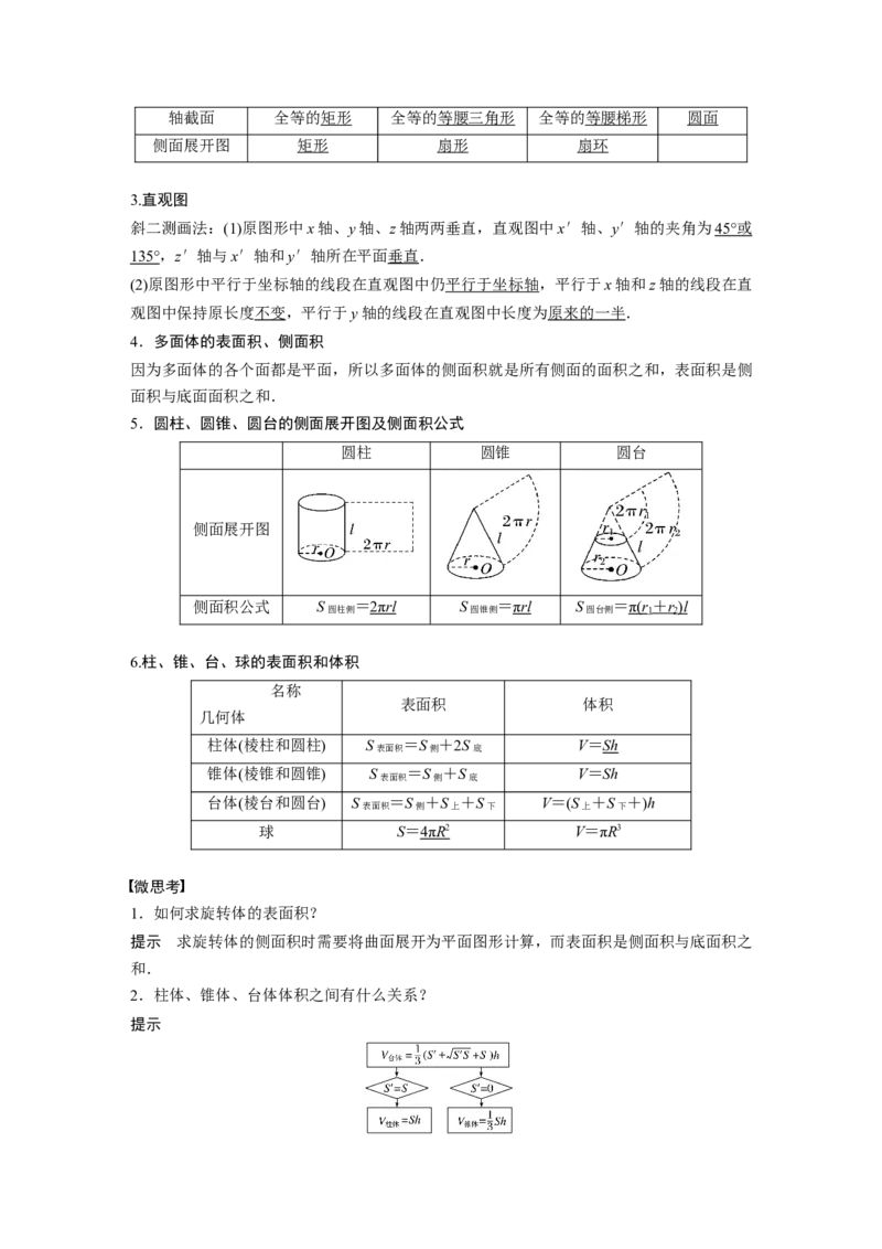2022届高考数学一轮复习(新高考版)第7章&sect;7.1　空间几何体及其表面积、体积_02高考数学_新高考复习资料_2022年新高考资料_2022年一轮复习各版本_1.新高考2022年高考数学一轮复习
