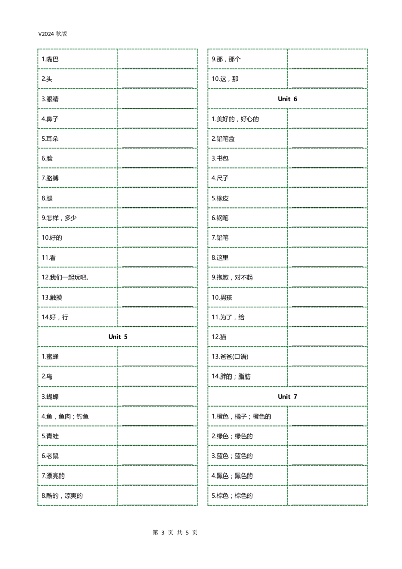 新科普版三年级上册单词正序序汉译英横线版(5页)_26春四年级上下册人教版_四上英语合集人教版PEP英语四年级上册新教材（教学视频+课件+动画+音频+练习+教案）_17练习资料_科普版