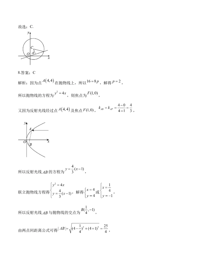 2025届高考数学二轮复习：专题八平面解析几何（含解析）_02高考数学_2025年新高考资料_二轮复习_2025届高考数学二轮复习专题练习（含解析）