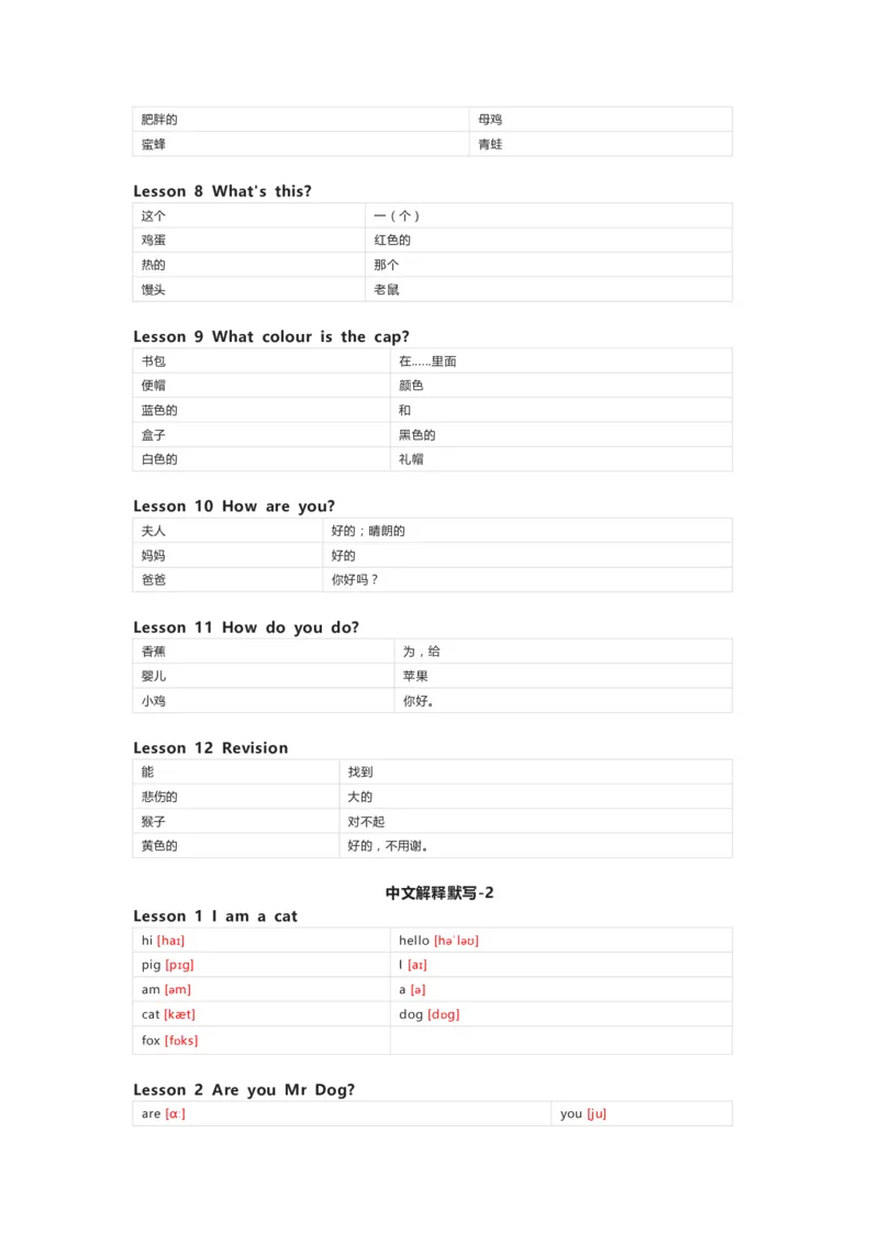 科普版英语三年级上册单词默写表_26春四年级上下册人教版_四上英语合集人教版PEP英语四年级上册新教材（教学视频+课件+动画+音频+练习+教案）_17练习资料_《小学英语单词默写表》