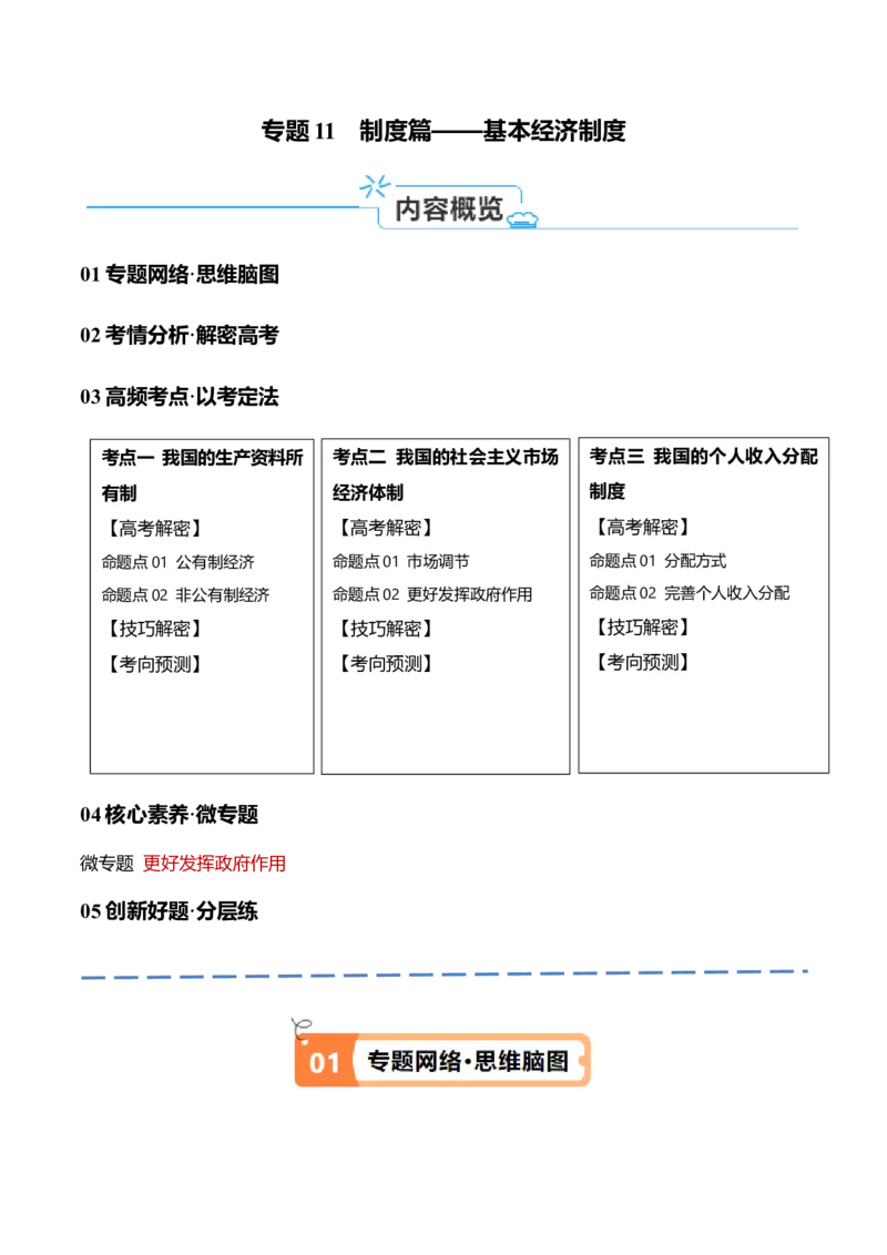 专题11制度篇&mdash;&mdash;基本经济制度（讲义）（解析版）_8.2025政治总复习_2024年新高考资料_2.2024二轮复习