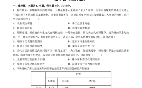 2024年一轮复习收官卷第一模拟（全国新课标卷）（原卷版）_07高考历史_新高考复习资料_2024年新高考复习资料_一轮复习资料_2024年一轮复习模拟卷