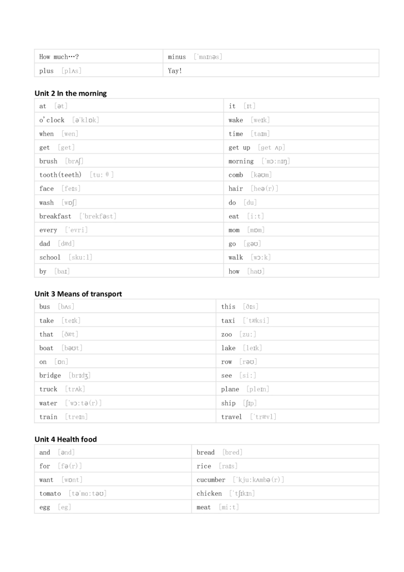 清大版一年级下册英语单词默写_26春四年级上下册人教版_四上英语合集人教版PEP英语四年级上册新教材（教学视频+课件+动画+音频+练习+教案）_17练习资料_《小学英语单词默写表》