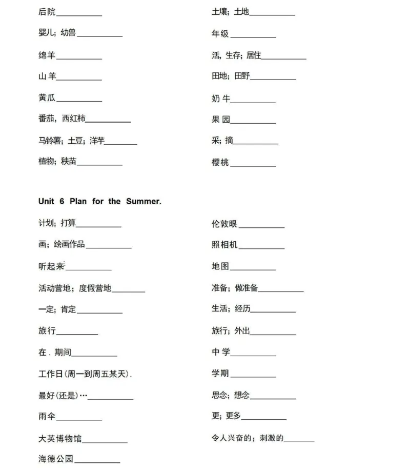 鲁科版英语五年级下册单词默写表_26春四年级上下册人教版_四上英语合集人教版PEP英语四年级上册新教材（教学视频+课件+动画+音频+练习+教案）_17练习资料_《小学英语单词默写表》