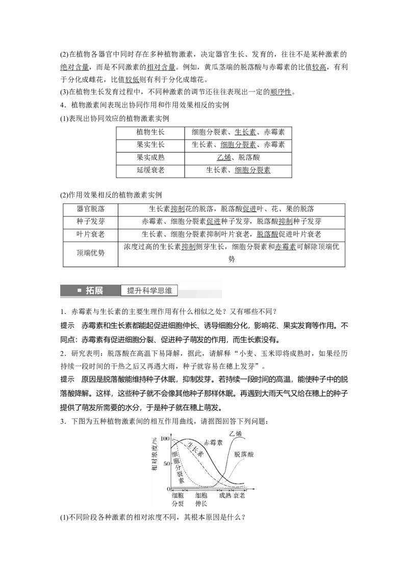 2024年高考生物一轮复习（新人教版）第8单元　第10课时　其他植物激素、植物生长调节剂及环境因素参与调节植物的生命活动_09高考生物_2024年新高考资料_1.2024一轮复习