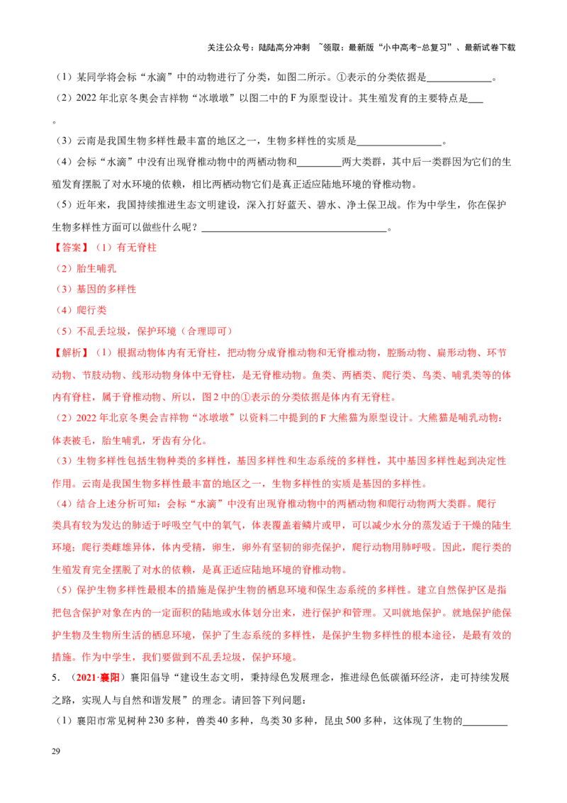 专题11&nbsp;生物的分类、进化和多样性保护（解析版）_02中考总复习（2026版更新中）_08-生物-中考总复习_2024年中考复习资料_专项复习_答案解析版