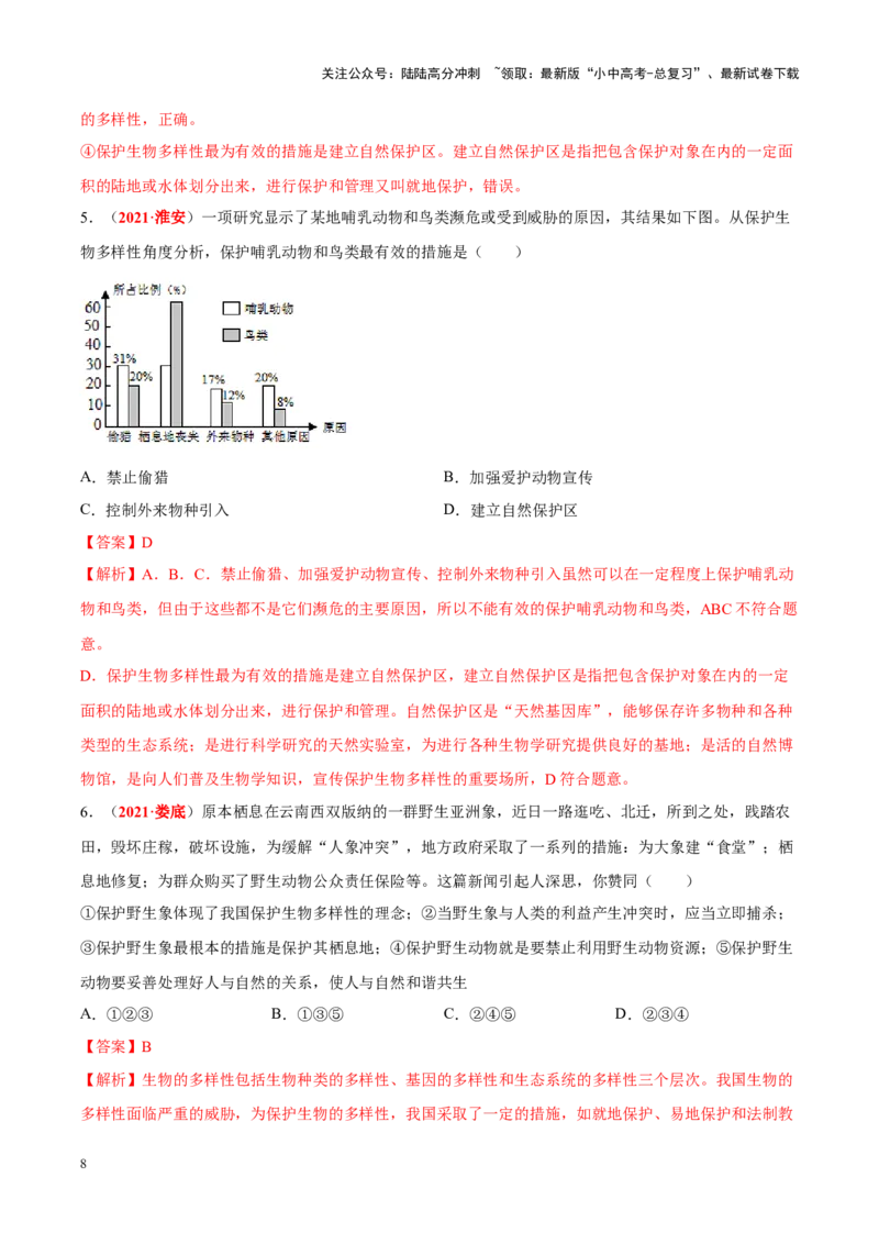 专题11&nbsp;生物的分类、进化和多样性保护（解析版）_02中考总复习（2026版更新中）_08-生物-中考总复习_2024年中考复习资料_专项复习_答案解析版