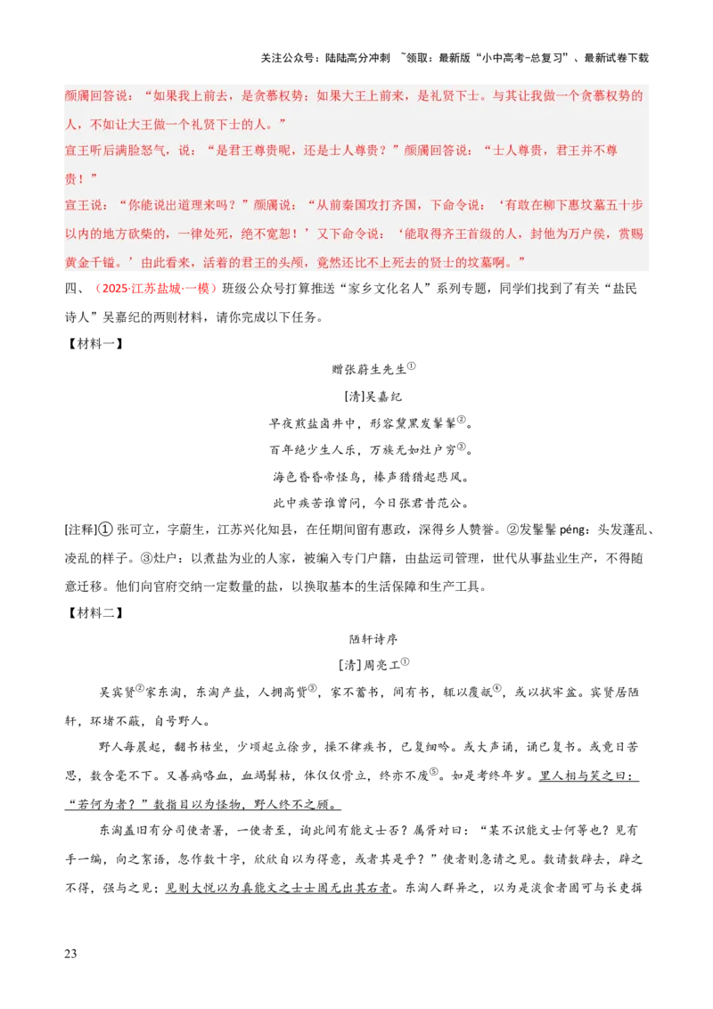 专题06：文言文阅读之形象分析(练习）解析版_02中考总复习（2026版更新中）_01-语文-中考总复习_2026年中考复习（更新中）