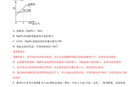 专题06溶液（解析版）_02中考总复习（2026版更新中）_05-化学-中考总复习_2024年中考复习资料_专项复习资料_完三年（2021-2023）中考化学真题分项汇编（全国通用）