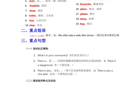 知识清单Unit3教师版_26春四年级上下册人教版_四上英语合集人教版PEP英语四年级上册新教材（教学视频+课件+动画+音频+练习+教案）_13知识清单（word）